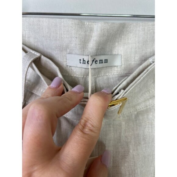 NWT The Femm Iris Super Wide Leg High Waisted Linen Pant Natura Size: Small - Picture 6 of 8